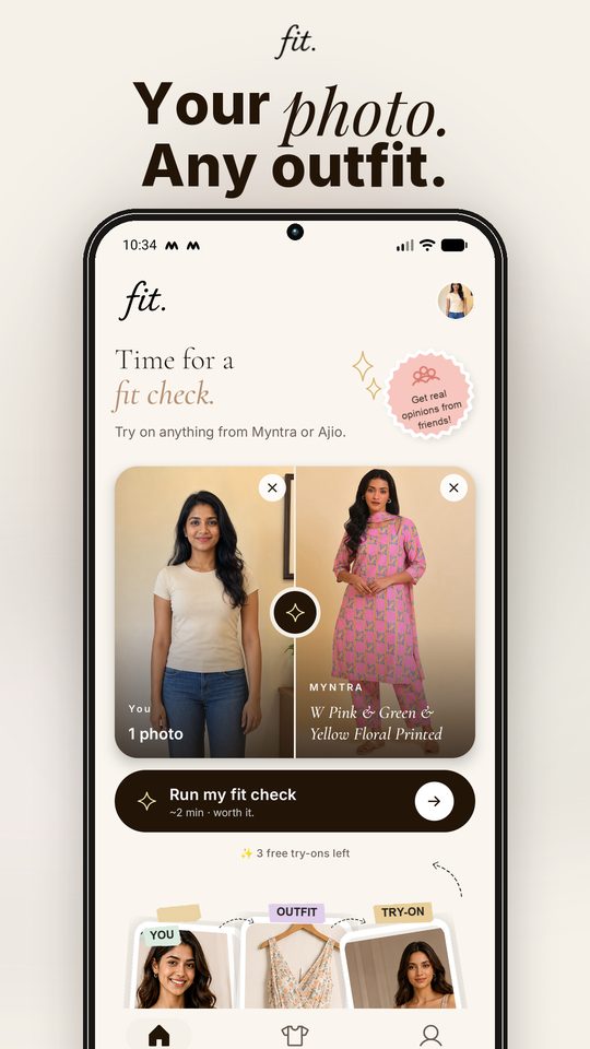Fit app showing how one photo can be used to preview different outfits