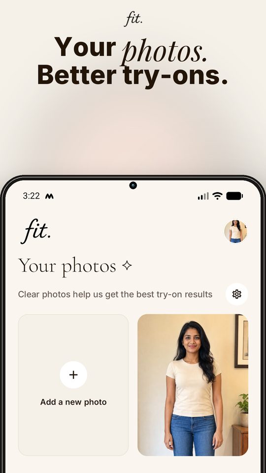 Fit profile showing personal photos used for clearer virtual try-ons